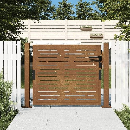 Juroupi Garden Gate 105x80 cm Corten Steel Square Design,Gate Garden Gate,Garden Entrance Security Gate,Garden Fence Gate-153196