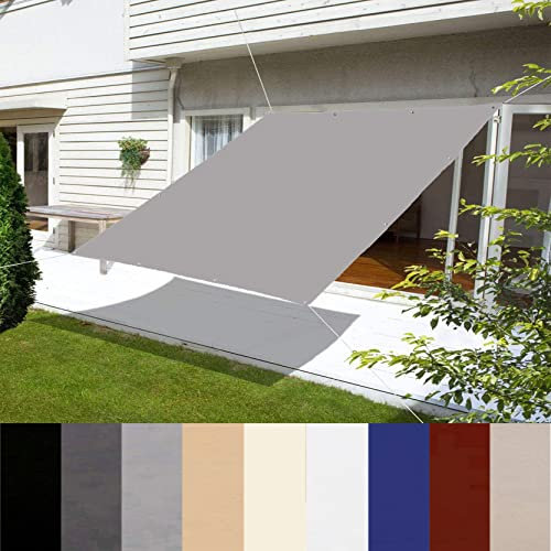 Grande tenda parasole quadrata da 300 x 700 cm, in poliestere resistente, antivento e anti UV, facile installazione con corda, ideale per fiori, piante, patio, prato, ombra all'aperto, colore grigio