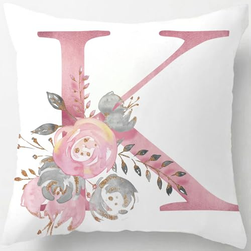 Tillskuch Kissenbezug 40x40 rosa Kissenbezüge Buchstabenfolge Kissenhülle Dekorative Dekokissen Sofakissen Couchkissen Dekokissen Zierkissenbezug Deko Kissenhüllen Wohnzimmer Schlafzimmer (K)