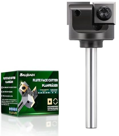 BALUGAEA planfräs för överfräsar med 6 mm skaft 25,4 mm skärdiameter | Vändfräs med 2 HM-vändplattor (HRA 95), upp till 18 000 varv/min, perfekt för överfräsar och CNC-fräsar med 6 mm spänntång.