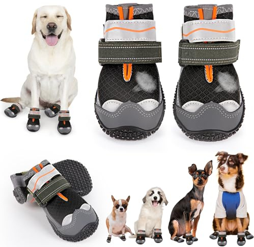 Scarpe per cani di taglia grande, piccola e media, stivali per cani e protezioni per zampe per evitare di leccare, stivaletti antiscivolo per cani con riflettente, per marciapiedi caldi estivi