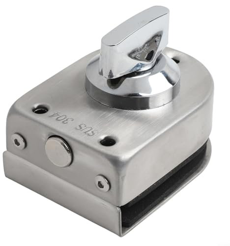 Système de verrouillage à double porte en verre avec design robuste en acier inoxydable et serrure au sol pour une fermeture sécurisée