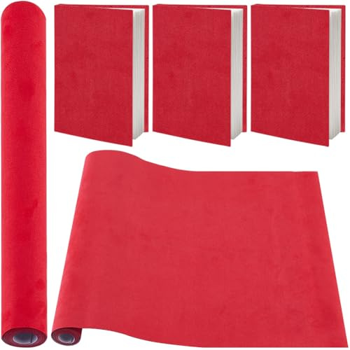 craspire Tissu de Livre 51 X 11.8 Pouces Reliure de Roman Faux Suède Surface Papier Rouge Couverture de Livre Emballage Cahier Album Photo Scrapbooking Archives Couverture de Bricolage Cadeau