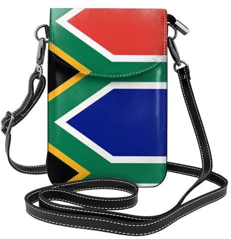 QAZWZML Cartera pequeña cruzada para teléfono con la bandera de Sudáfrica con tapa abatible, perfecta para ir de compras, viajes y uso diario.