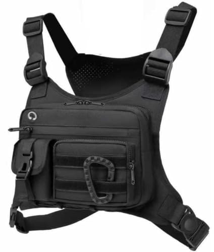 Xoeryoy Sac de Poitrine pour Hommes, Sac de Poitrine réglable imperméable en Tissu Oxford, Gilet Course, Gilet Utilitaire Sports Plein air pour Le vélo, la randonnée, Le Camping