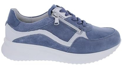 Waldläufer sneakers K-Janka med fotbädd för byte 617002-501-693, nubuckläder kombi., jeans/vit/silver, bredd K blå