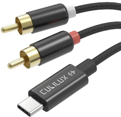 Cubilux RCA till USB C ljudinspelningskabel, RCA-ingång på USB C-Line In för Hi Res inspelning med 96 kHz/24-bitars ADC-kabel för kassettspelare, mixer och CD-spelare, 1,5 m, inte för uppspelning
