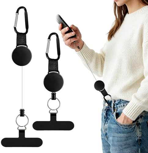 2 Pezzi Cordino Retrattile Per Cellulare Portachiavi Retrattile Portachiavi Allungabile Portatile Impedisce Che Il Telefono Venga Perso Fatto Cadere Adatto Per Sci Ciclismo Arrampicata Escursionismo