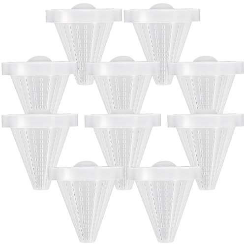 Gadpiparty 10pcs Aquarium Cone Worm Feeder with Suction Cup, Live Bloodworm Feeding Cup for Fish Tank, Sturdy Plastic Fish Feeder Suitable for Automatic Feeding and Aquarium Use Random Color