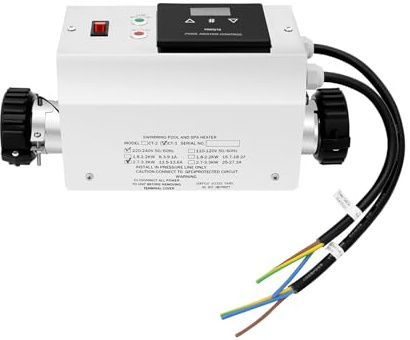 Riscaldamento elettrico per piscina, 3 kW, termostato dell'acqua con regolazione della temperatura, riscaldamento elettrico, termosifone per piscina, controllo della temperatura dell'acqua in acciaio
