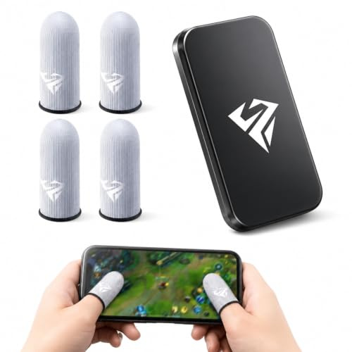 ARYIMYDP 2 Pares Dedales Gamer para Jugar al Móvil, Fibras de Plata Superconductoras, Antitranspirantes, Antibacterianas, con Caja Metálica de Almacenamiento