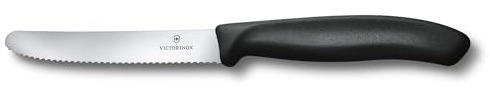 VICTORINOX 6.7833E Tomato & Table Knife, Sharp Paring Knife, 4.3 inch (11 cm) Blade, Wave Blade, Black, Bread, Dishwasher Safe, Swiss Classic, Paring Knife, Fruit Knife