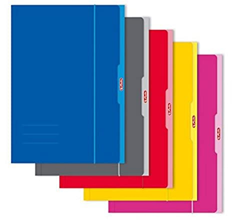 Herlitz 444315 Sammelmappe A3, 1 Stück, farbig sortiert: rot/gelb/pink/grau/blau