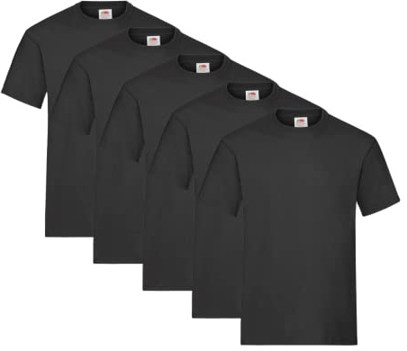 Fruit of the Loom Men's Heavy T Shirt, Black, L UK