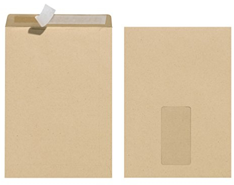 Herlitz Versandtasche C5 90 g Haftklebend mit Fenster, Recyclingpapier, blauer Engel, 10-er Packung, eingeschweißt, braun