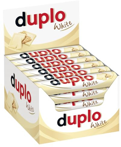 Duplo White – Schokoriegel mit weißer Schokolade, Haselnusscreme & knuspriger Waffel – Schmeckt knusperleicht – Vorratspack, Snack für zwischendurch – 1 Packung mit 40 Einzelriegeln (40 x 18,2 g)