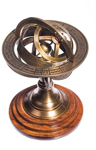 Sphère armillaire en laiton astronomie 14cm avec pied vintage pirate steampunk globe