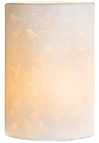 Gilde Porzellan-Lampe Vogel Oval Stehlampe Tischleuchte Nachttischlampe Nachttischleuchte Stimmungslampe Weiss 28cm