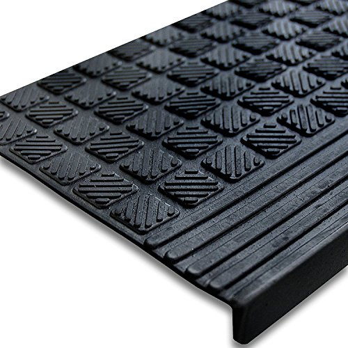 Set di 5 tappeto di scale antiscivolo ETM® in gomma | Girello esterno resistente | Diamante, spessa. 8 mm – 25 x 65 cm