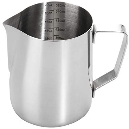 Dianoo Bricco da latte Lattiera Acciaio Inossidabile Brocca Fumante Latte Art Tazza Per Caffè Espresso Cappuccino Con Termometro 600ML