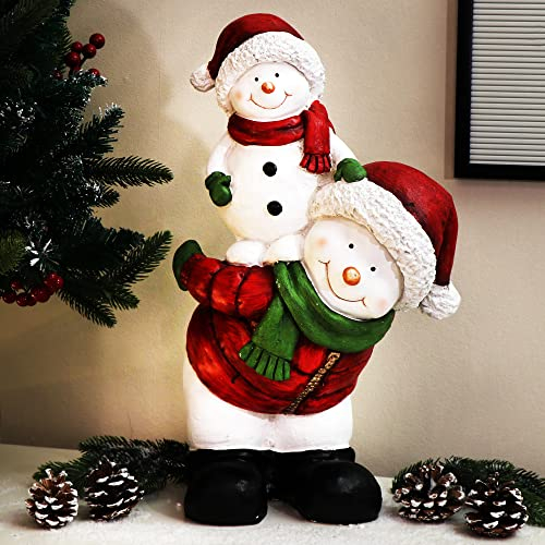 com-four® Weihnachtsdeko Schneemann-Figuren - dekorativer Aufsteller zur Wohnraumdekoration - winterliches Wohnaccessoire für die Innenraumdekoration (Schneemann - Klettern)