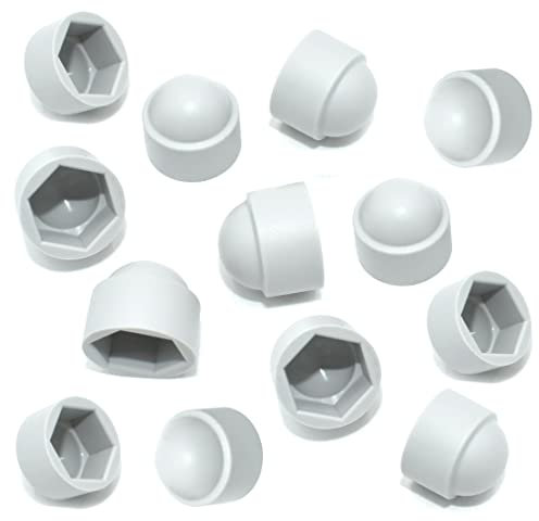 TERF® M10 White Plastic Hex Nut Bolt Dome Cap Cover M10 (17mm Spanner) Nut and Bolt Protective Caps Cover Hexagonal - Pack of 20