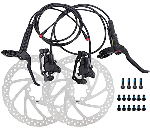 soonbuy Hydraulisches Bremssatz, Elektrofahrrad, Doppelkolben Scheibenbremse, Doppelbremskolben, mit Schutzschalter, Aluminium-Legierung, Ölscheibenbremse, 1 Paar Ölbremsen, 2 Scheibenbremsen 160 mm