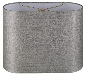Aspen Creative 37002 Contemporary Oval Hardback Shaped Spider Construction Lamp Shade in Sliver Grey, 13 1/2 wide (8 + 13 1/2) x (8 + 13 1/2) x 10 1/2