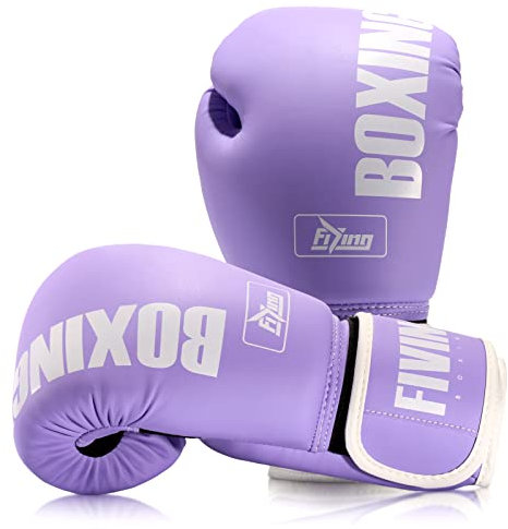 FIVING Pro Style Boxhandschuhe für Damen, PU-Leder, Training, Muay Thai, Sparring, Kampf, Kickboxen, Erwachsene, schwere Boxsack-Handschuhe, Fäustlinge, Fokus-Pad, Workout für Damen, 400 g, Violett