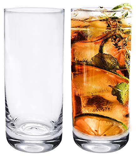 Iceten Highball Glasses Set of 2, Large Clear Tall Cocktail Pub Wine Juice Glasses, Glass Tumblers - Dishwasher Safe