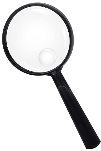 Feosky Handheld Reading Magnifier, 10X Magnifier, 75mm Shatterproof Lens, Adults Close Work Non-Slip Handle for Seniors Reading and Nature Exploration(Black)