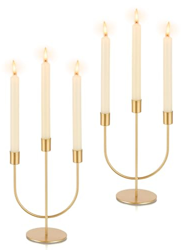 Romadedi Modern Stabkerzenhalter Kerzenständer Stabkerzen: Metall Gold Stabkerzenständer Metall Kerzenhalter für Stabkerze Kerzen Kerzenleuchter für Hochzeit Party Wohnzimmer Esstisch Deko Tischdeko