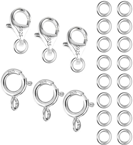26PCS Silver Spring Lobster Clasps with Jump Rings Set for Jewelry Making