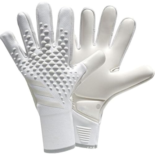 PLbSe Guanti da portiere da calcio, da allenamento, con presa forte, antiscivolo e traspiranti, per adulti e bambini (bianco, 9)