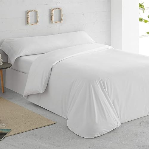 GREATOYAR Juego de Nórdica,Juego de Funda de Edredón, Set de 4 Piezas, 1 Funda Nórdica, 1 Sábana Bajera Ajustable, 2 Fundas de Almohadas, 100% Poliéster, Transpirable, para Cama 180cm, Blanco