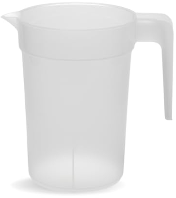 LPF LE PETIT FOURNISSEUR - Lot de 20 Pichets réutilisables 1 Litre - Polypropylène plastique alimentaire rigide (PP) - Carafe à eau, thé glacé, boissons - Compatible lave-vaisselle - Transparent Givré