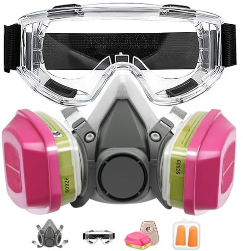Masque de Protection Respiratoire avec Filtres et Lunettes, Masque Anti Poussiere Réutilisable, Masque a Gaz Chimique pour Peinture, Vapeurs Organiques, Soudage, Polissage, Spruzzatura e Altri Lavori