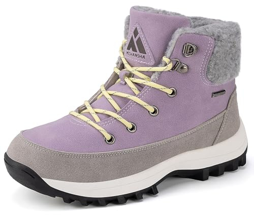 Mishansha Botas Mujer Invierno Cálidas Forradas Antideslizantes Comoda Botines de Nieve Trekking Senderismo Outdoor Violeta Claro EU 40