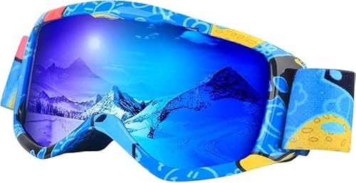 Occhiali da sci per bambini, occhiali da neve per bambini, occhiali da snowboard per ragazzi e ragazze (blu)