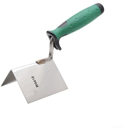 Paleta de esquina de acero inoxidable para paneles de yeso y hormigón, herramienta de enlucido de ángulo de 90 grados con mango de goma antideslizante, interior y exterior (exterior 1 unidad)