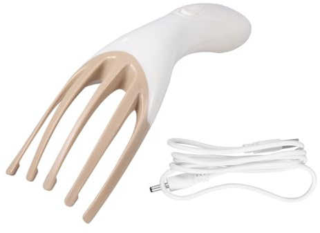 YARNOW Appareil de Massage Électrique pour Cuir Chevelu à Cinq Griffes Masseur de Tête Rechargeable USB Portable Blanc Masseur à Domicile pour Relaxation et Bien-