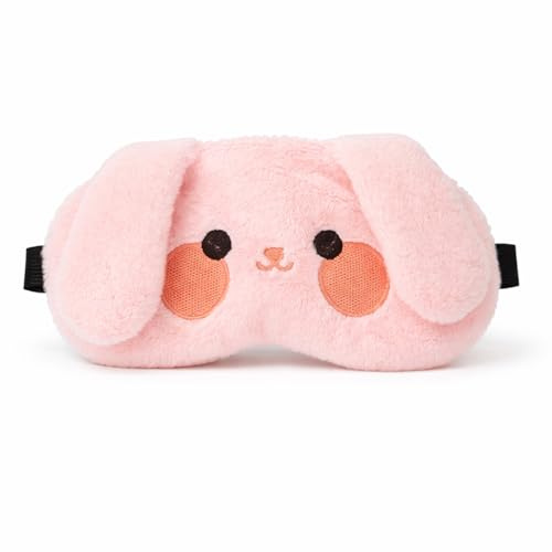 Kanin sovmask mjuk plysch ögonbindel, roliga känslomässiga sovmask ögonskydd för flickor pojkar kvinnor män barn hem sova resa