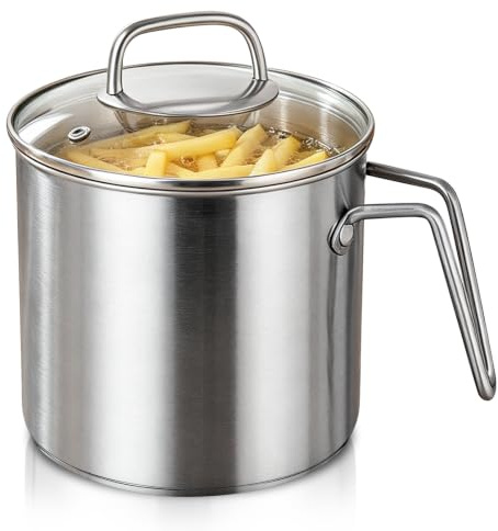 1 Litres Casserole À Lait Avec Couvercle, Casserole À Lait Induction, Petite Casserole À Lait En Acier Inoxydable, Pour Induction À Gaz, Électrique Et Induction