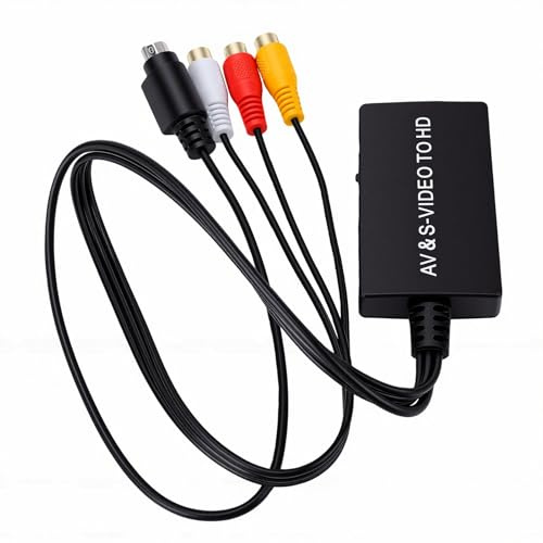 YUEHISY Convertitore S Video da AV a HDMI, Uscita 1080P Plug and Play, Adattatore AV Composito da S-Video a HDMI per Monitor HDTV DVD STB