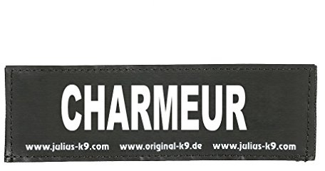 Kardborrtext, charmeuR, liten, svart