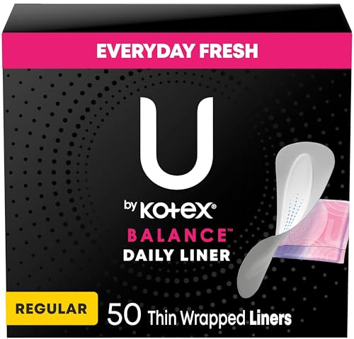 U by Kotex Barely There Liners, Light Absorbency, Regular, Fragrance-Free, 50 Count
