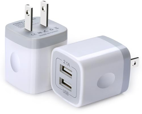 USB Wall Charger, Double Dual Port 2.1Amp Fast Brick Base Adapter Charging