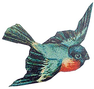 Miniblings Rouge-Gorge Broche Broche Broches Bois Oiseau Oiseau Bleu imprimé - Main Bijoux à la Mode Pin I Bouton Pins