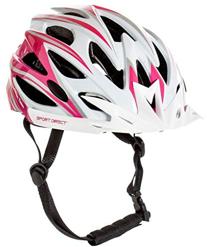 SportDirect™ Bike Helmet MTB Helmet 24 Vents Adult Mens Womens 55-58cm Bicycle Helmet Medium Pink/White Lightweight *Sport Direct 3 year Crash Replacement Policy, CE-EN 1078:2012:A1:2012 standard