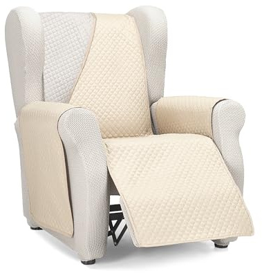 Martina Home Diamond Funda Cubre Sofá,Protector para Sofás Acolchado Reversible. Beige/Lino, 1 Plaza/Relax